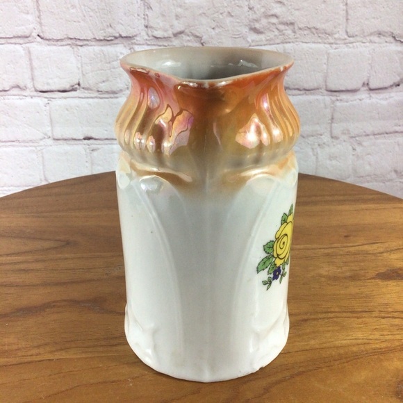 Vintage Bavaria RWC Floral Iridescent Ceramic Pitcher - Picture 4 of 9